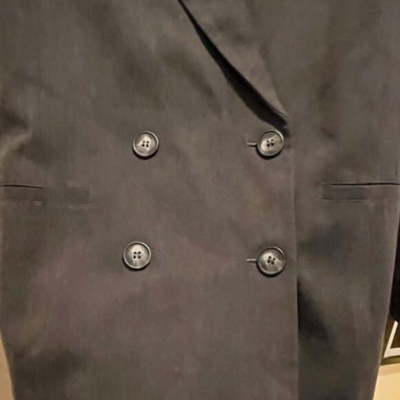 Grey Double-Breasted Blazer with Shoulder Pads - Picture 3 of 6